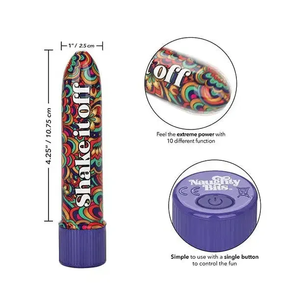 CalExotics Female Sex Toys Naughty Bits Shake It Off Powerful Mini Vibrator Multi Color