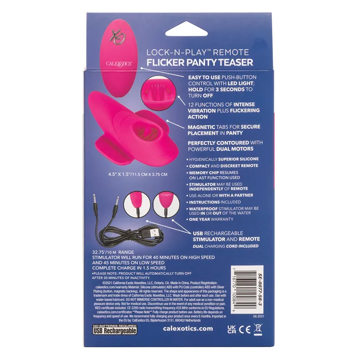 Calexotics LockNPlay Remote Flicker Panty Teaser Pink CalExotics Female Sex Toys