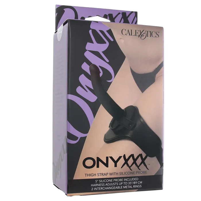 CalExotics Onyxxx Thigh StrapOn with 5 Inch Silicone Probe Anal