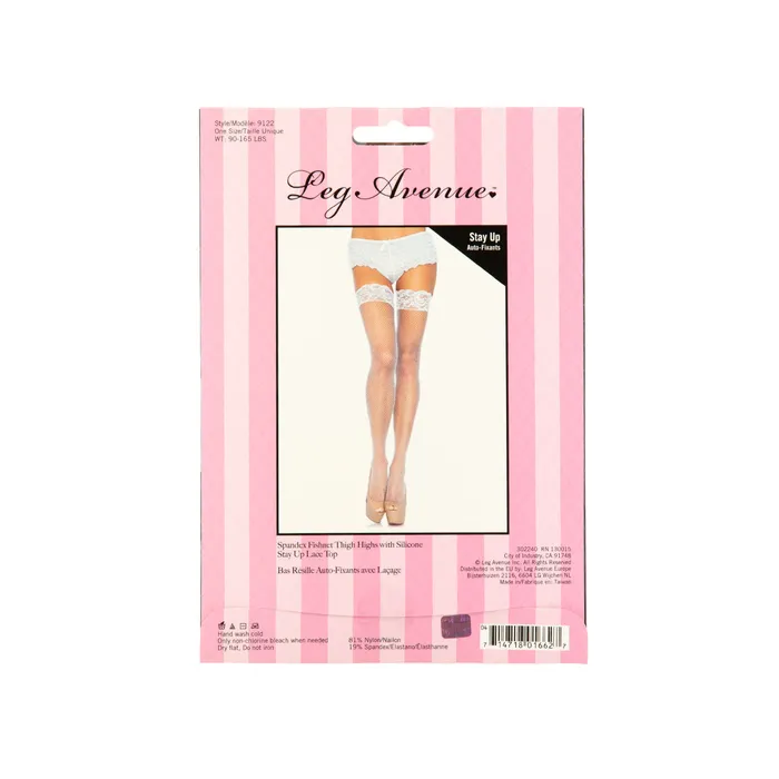 Couples Leg Avenue Leg Avenue Silicone Stay Up Lace Top Spandex Fishnet Thigh Highs White OS