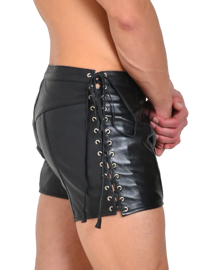 Couples Mayhem LaceUp Leather Shorts HonourSkintwocom