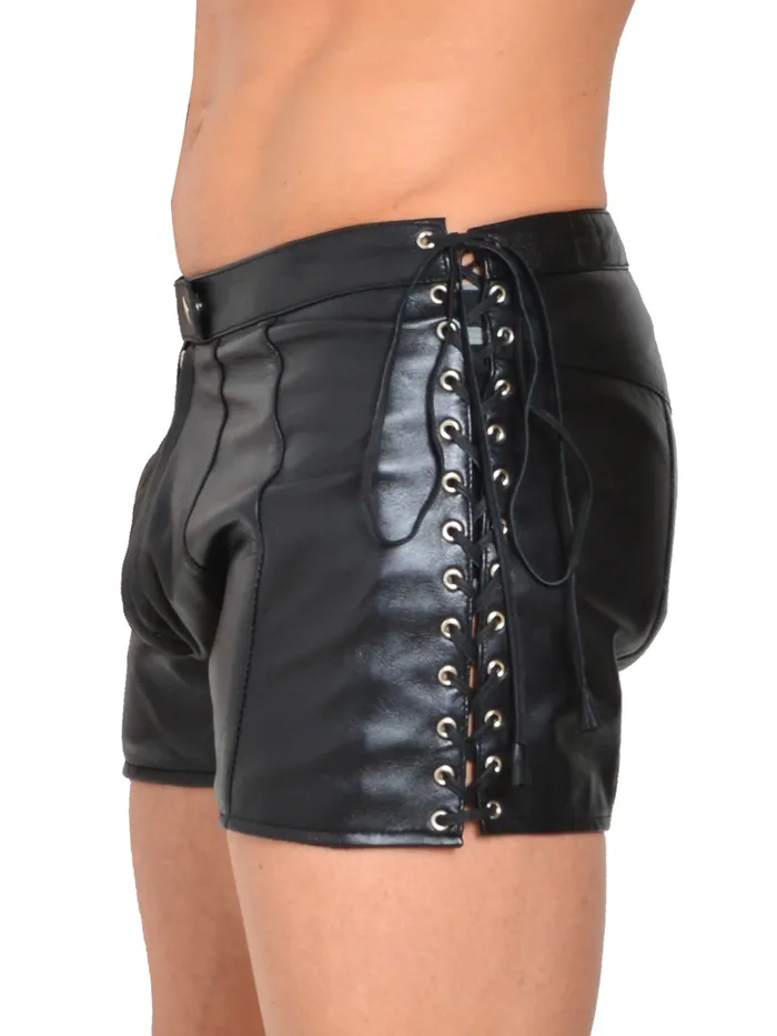 Couples Mayhem LaceUp Leather Shorts HonourSkintwocom