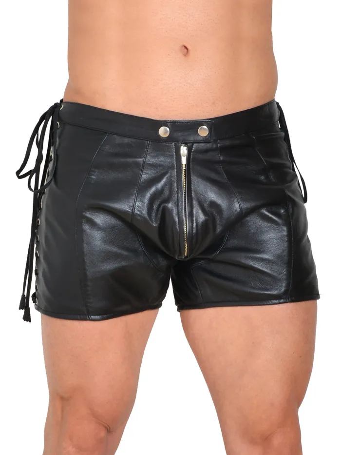 Couples Mayhem LaceUp Leather Shorts HonourSkintwocom