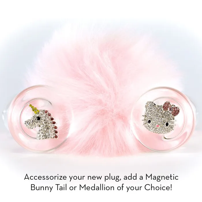 Crystal Delights Vibrators Pink Magnetic Faux Fur Bunny Tail