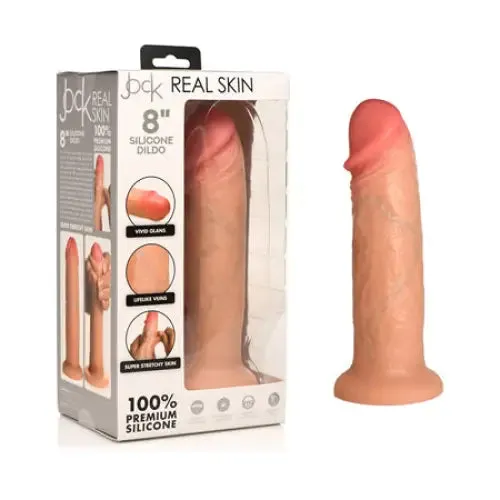 Curve Toys Dildos Jock Real Skin Silicone Dildo 8 in Light