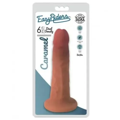 Curve Toys Easy Rider BioSkin Dual Density Dong 6in Caramel Dildos