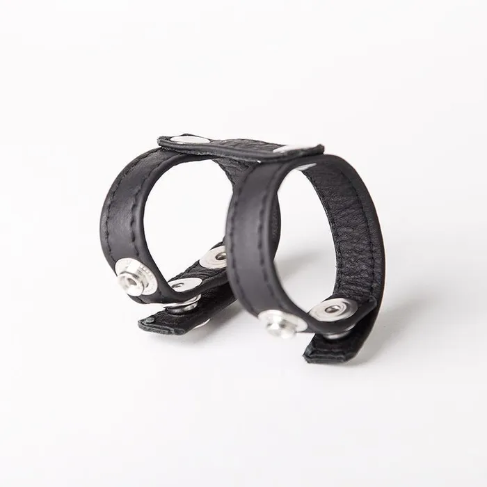 Dildos Fetters Leather Double Cock and Ball Strap