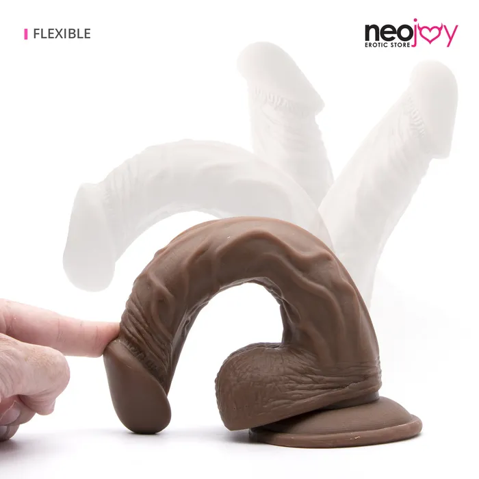 Dildos Neojoy Neojoy Lifelike SuperReal Dildo Curved TPE With Suction Cup Brown