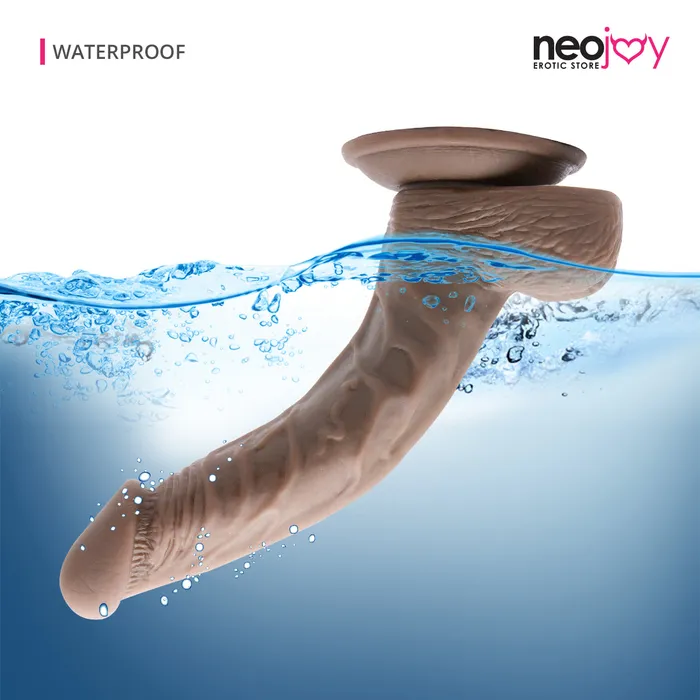 Dildos Neojoy Neojoy Lifelike SuperReal Dildo Curved TPE With Suction Cup Brown