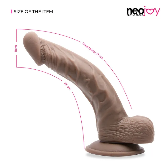 Dildos Neojoy Neojoy Lifelike SuperReal Dildo Curved TPE With Suction Cup Brown