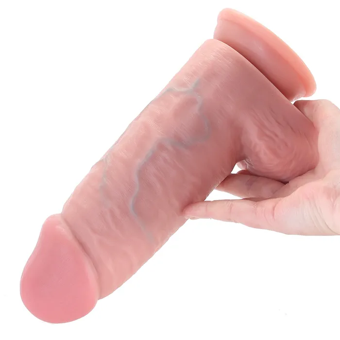 Dildos Shots Toys RealRock 8 Inch Extra Thick Ballsy Dildo in Light