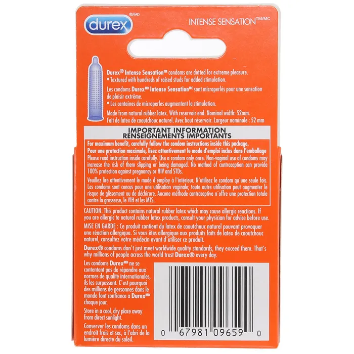 Durex Female Sex Toys Intense Sensation Condoms in 3 Pack