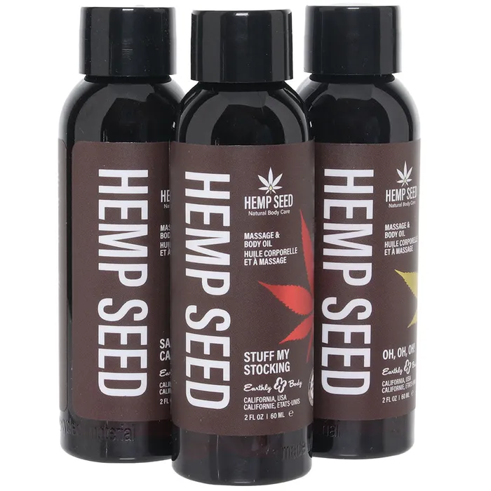 Earthly Body Couples Hemp Seed Massage Oil Gift Set in 3 x 2oz60ml
