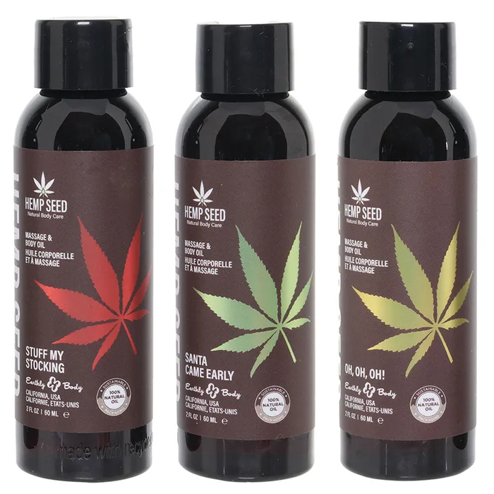 Earthly Body Couples Hemp Seed Massage Oil Gift Set in 3 x 2oz60ml