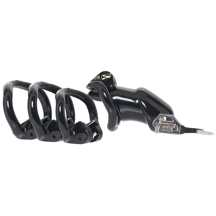 Electric Eel Anal Lockmaster 4 Inch Side Lock Resin Cock Cage in Black