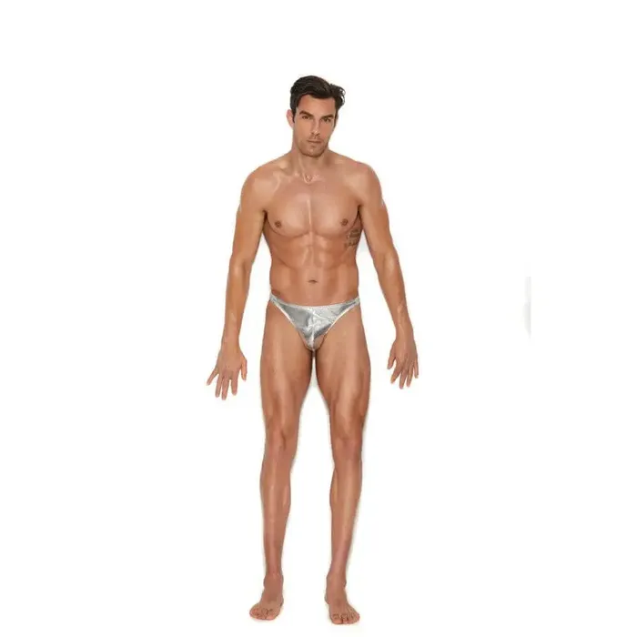 Elegant Moments Lingerie Silver Lame Thong Anal