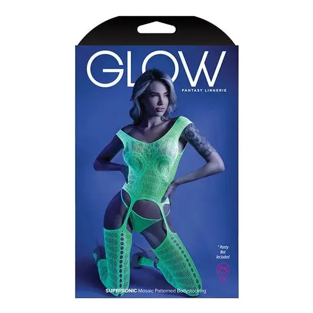 Fantasy Lingerie Anal Glow Supersonic Black Light Mosaic Pattern Gartered Bodystocking by Fantasy Lingerie Fantasy Lingerie Anal Glow Supersonic Black Light Mosaic Pattern Gartered Bodystocking by Fantasy Lingerie