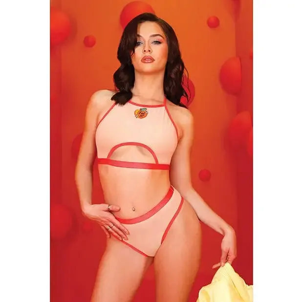 Fantasy Lingerie Female Sex Toys Just Peachy Cut Out Halter Top Cheeky Panty