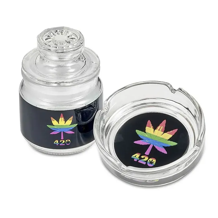 Fashioncraft Anal Rainbow Leaf Ashtray Stash Jar Set