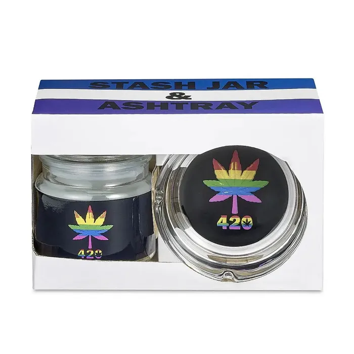 Fashioncraft Anal Rainbow Leaf Ashtray Stash Jar Set Fashioncraft Anal Rainbow Leaf Ashtray Stash Jar Set