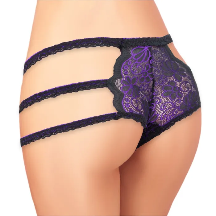 Female Sex Toys Cherry Wear Cherry Wear Lace Panty with Floral Design Purple OS