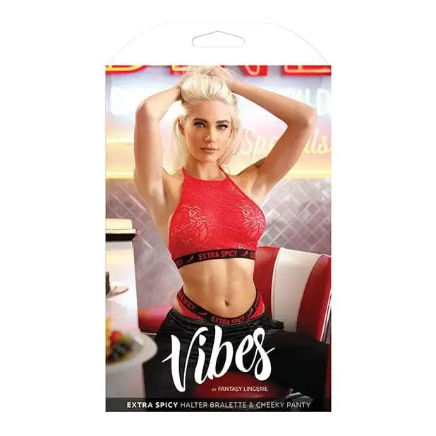 Female Sex Toys Fantasy Lingerie Vibes Extra Spicy Halter Bralette Cheeky Panty