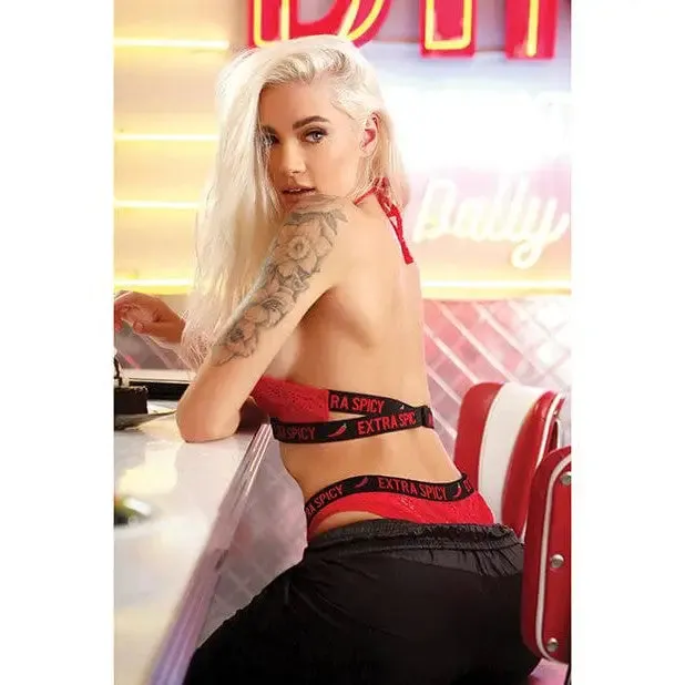 Female Sex Toys Fantasy Lingerie Vibes Extra Spicy Halter Bralette Cheeky Panty