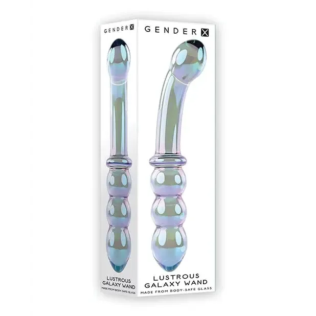 Female Sex Toys Gender X Gender X Lustrous Galaxy Wand Dual Ended Glass Massager Green