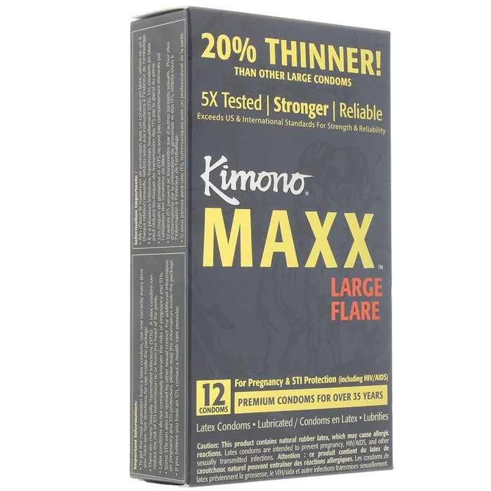 Female Sex Toys Kimono Kimono MAXX Large Flare Condoms in 12 Pack