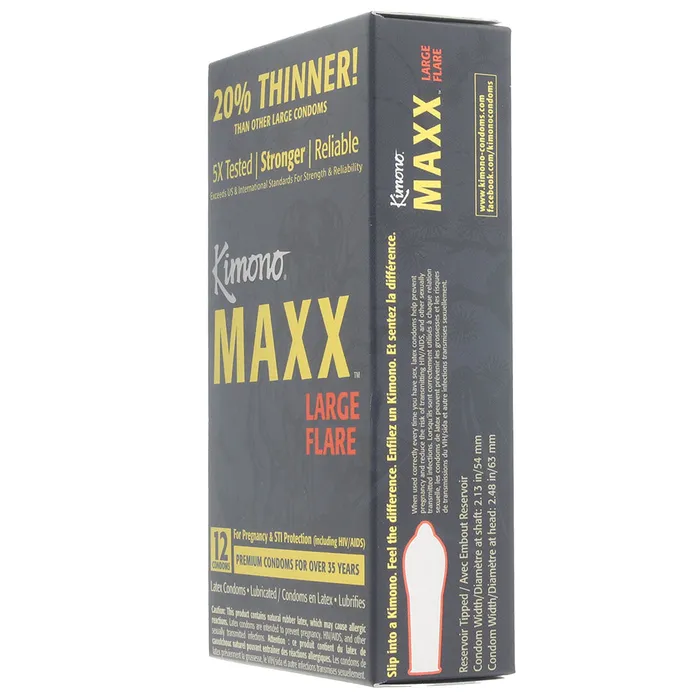 Female Sex Toys Kimono Kimono MAXX Large Flare Condoms in 12 Pack