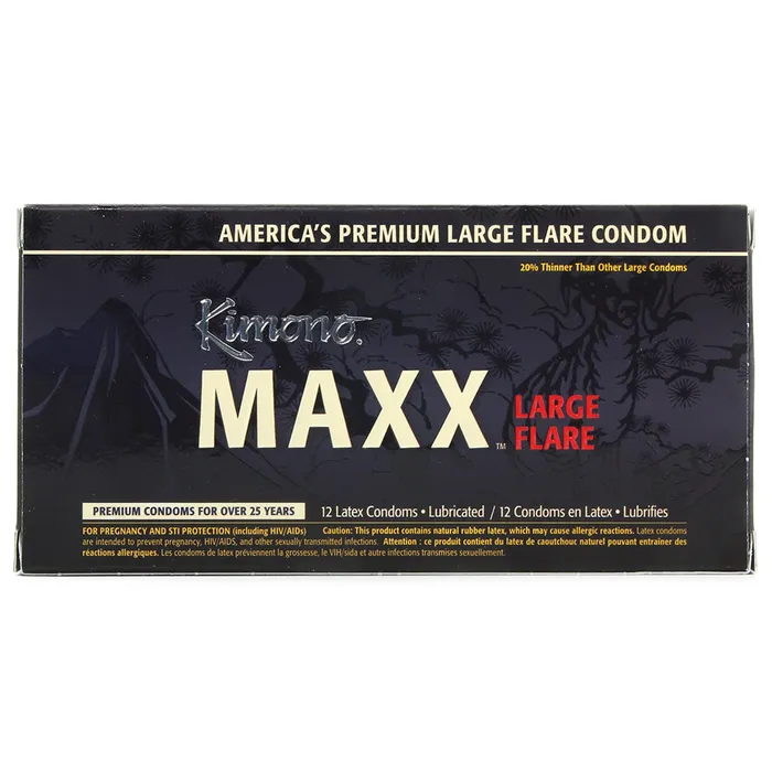 Female Sex Toys Kimono Kimono MAXX Large Flare Condoms in 12 Pack