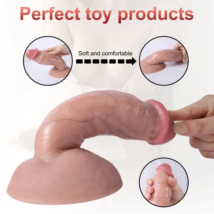 Female Sex Toys Modi G19 Ultra Realistic Dual Density Liquid Silicone Suction Cup Dildo with Blushed Head 85 Inch