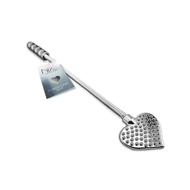 Global Novelties LLC Female Sex Toys Nixie Metal Riding Crop Flaming Heart