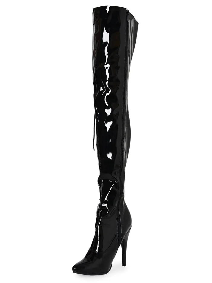 HonourSkintwocom Anal Black Thigh Boots With Side Lacing