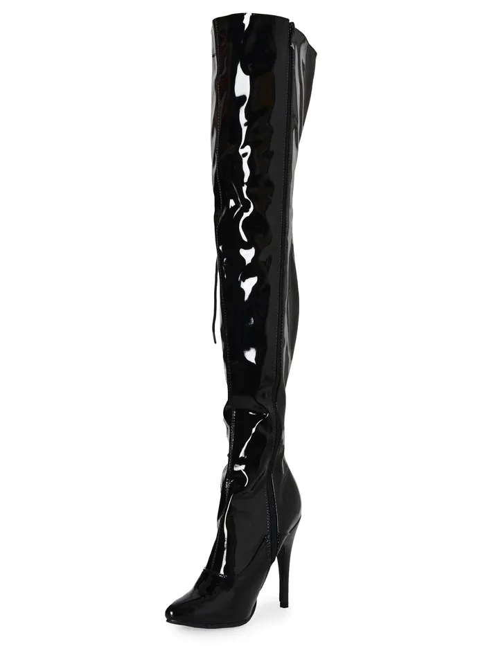 HonourSkintwocom Anal Black Thigh Boots With Side Lacing