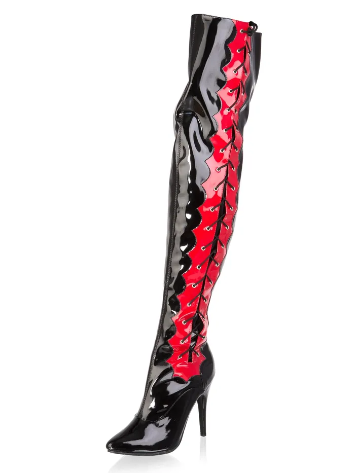 HonourSkintwocom Anal Black Thigh Boots With Side Lacing