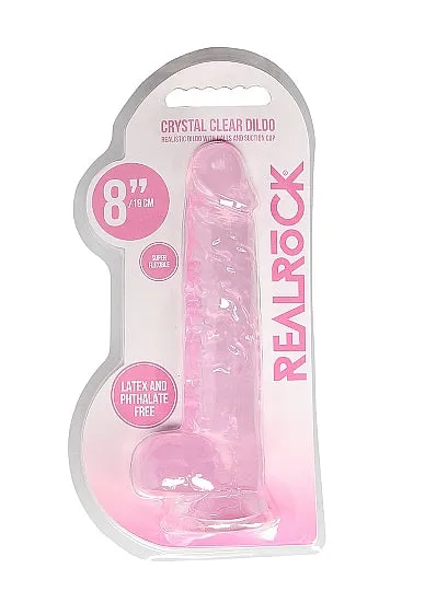 HonourSkintwocom Female Sex Toys Realistic 8 Dildo With Balls Pink
