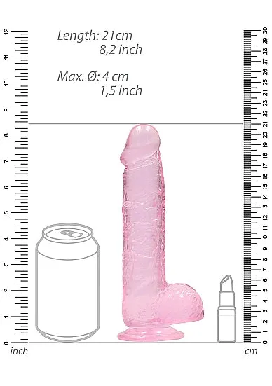 HonourSkintwocom Female Sex Toys Realistic 8 Dildo With Balls Pink