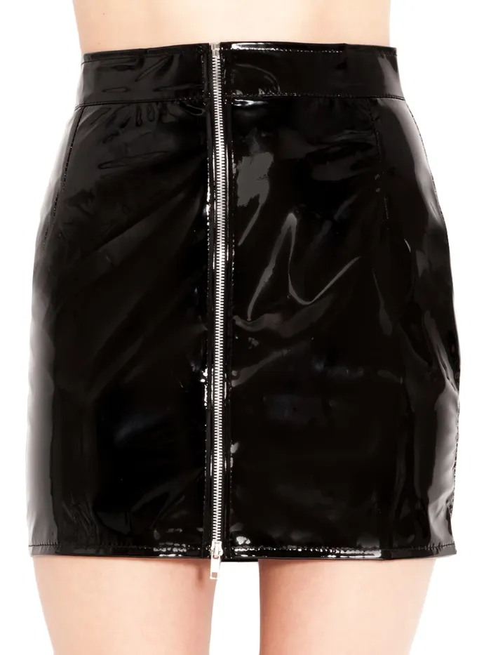 HonourSkintwocom PVC Silver Zip Mini Skirt Black Size 26 Clearance Anal