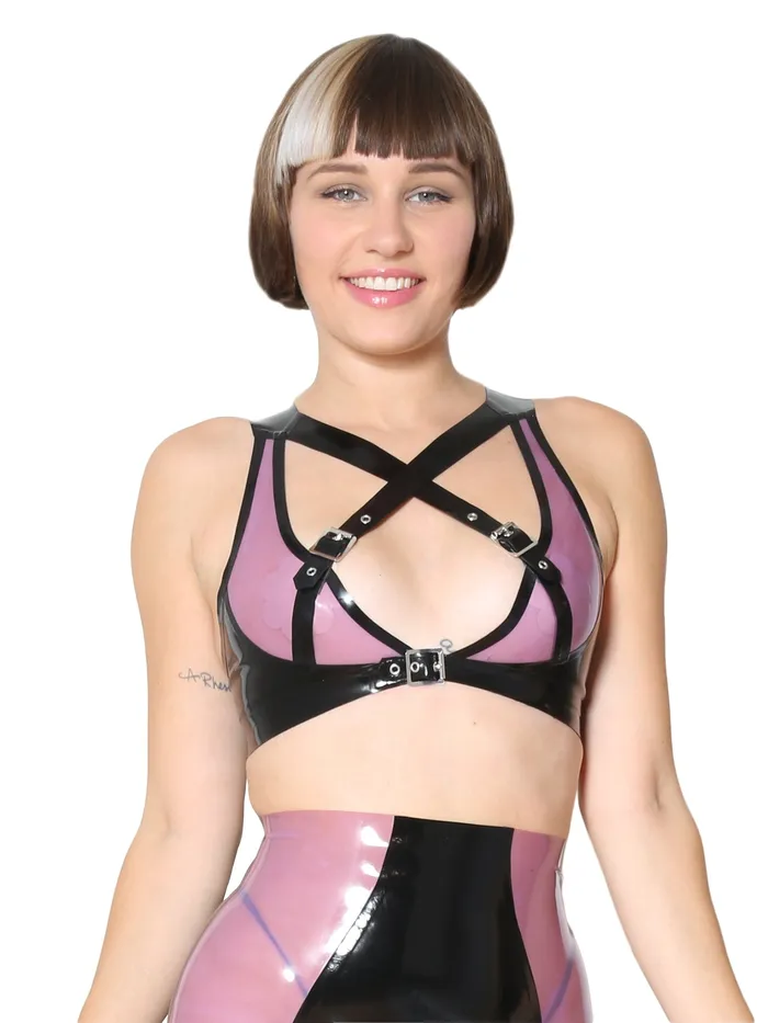 HonourSkintwocom Vibrators Borealis Crossover Latex Bra