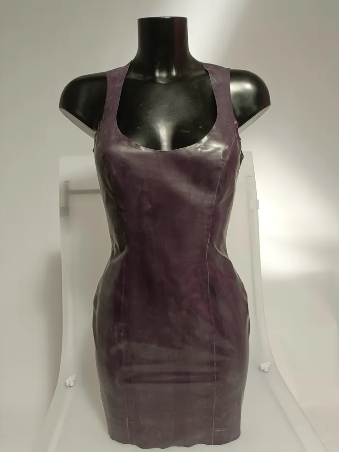 HonourSkintwocom Vibrators Clearance Latex Vest Dress In Deep Purple