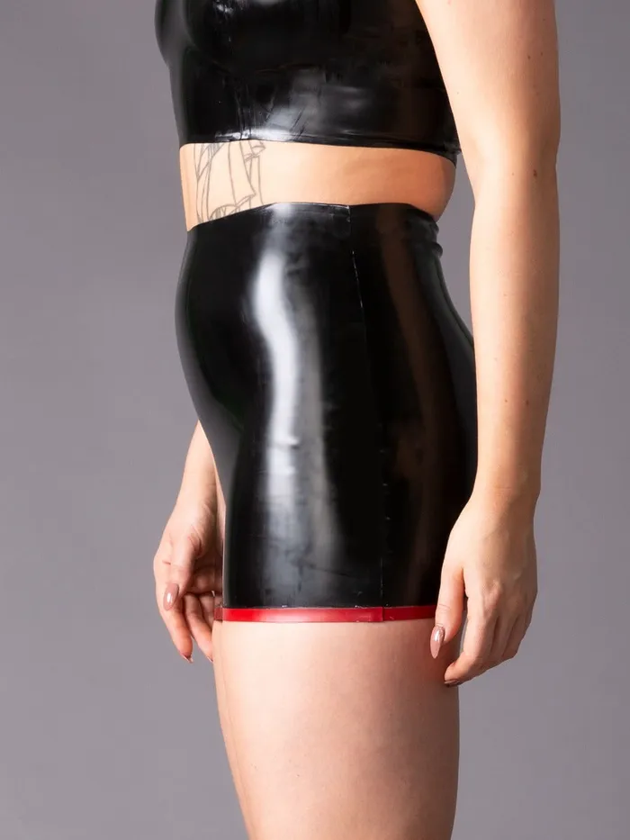 HonourSkintwocom Vibrators Latex Mini Skirt with Trim BlackPink