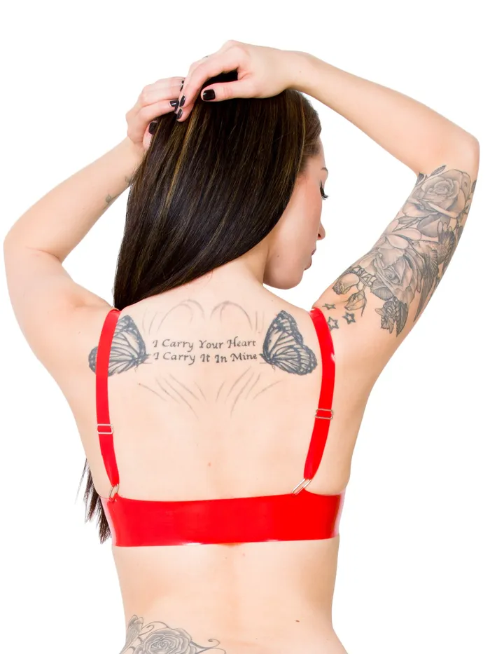 HonourSkintwocom Vibrators Seamless Latex Bra in Red