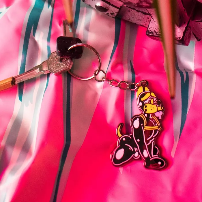 Hypno Dog Key Chain Yellow James Newland Illustration Vibrators