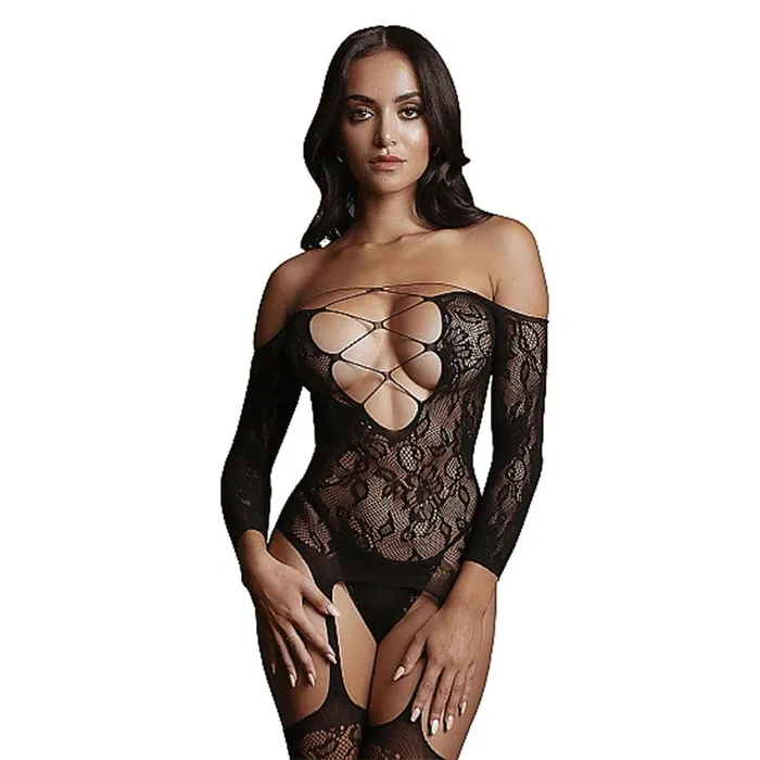 Le Dsir Black Criss Cross Bodystocking Shots Toys Bodystockings Playsuits