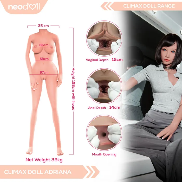 Male Sex Toys Climax Doll Climax Doll Adriana Realistic Sex Doll Gel Breast 158cm Tan