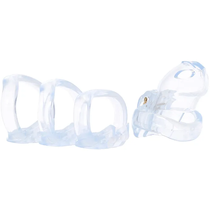 Male Sex Toys Electric Eel Lockmaster 35 Inch SeeThru Side Lock Chastity Cage