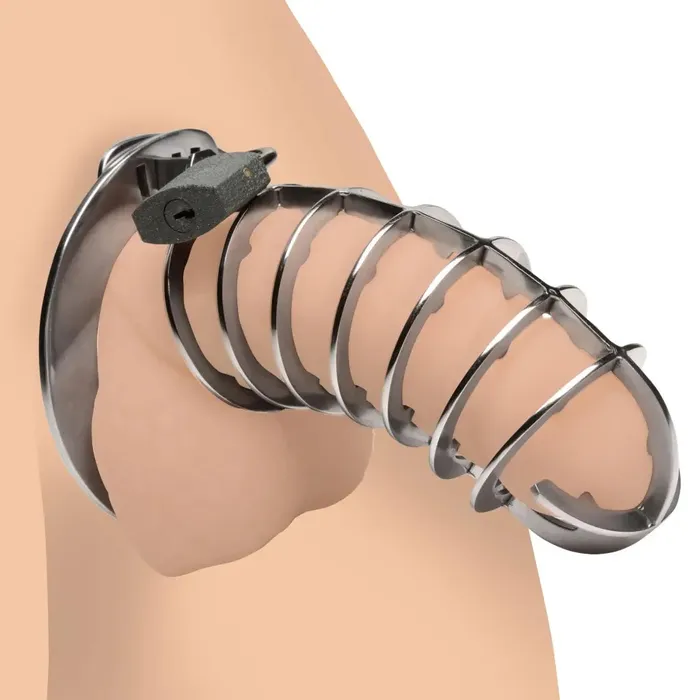 Male Sex Toys Master Series Stainless Steel Spiked Chastity Cage