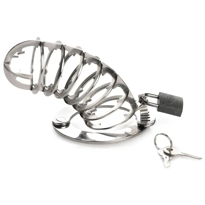 Male Sex Toys Master Series Stainless Steel Spiked Chastity Cage
