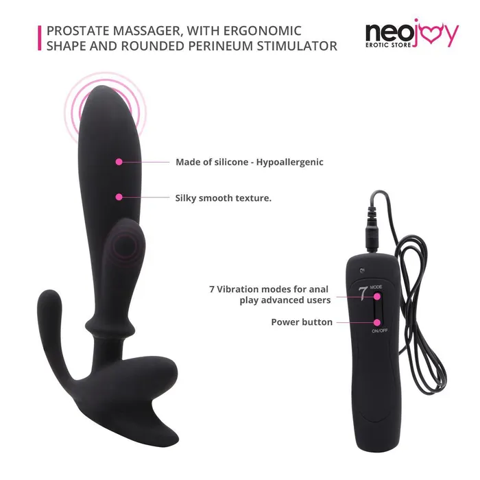 Neojoy Neojoy Prostate Spot Player Massager Silicon Black 14 cm 55 inch Anal